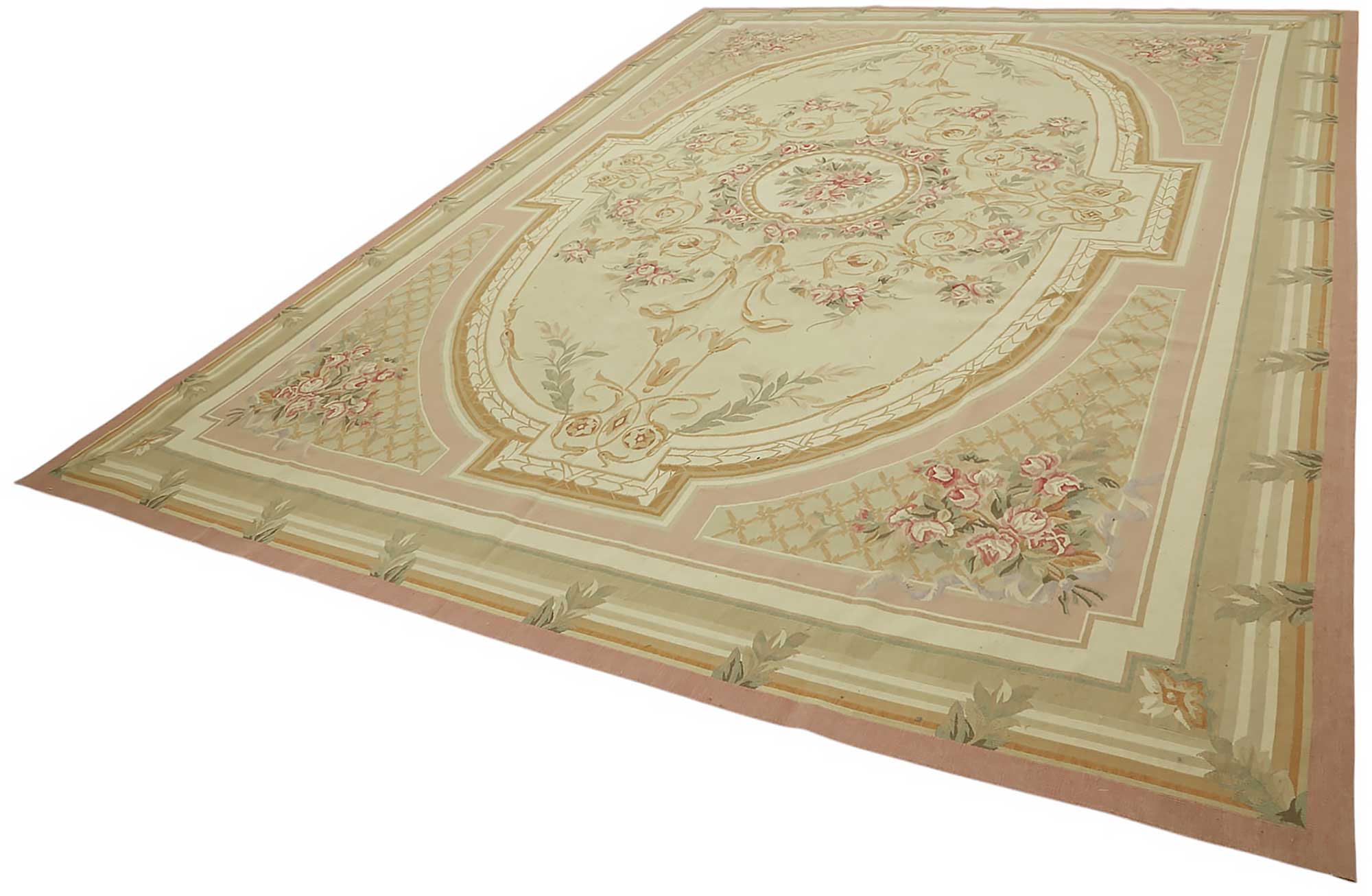 10x14 Floral Aubusson Kilim - 47424