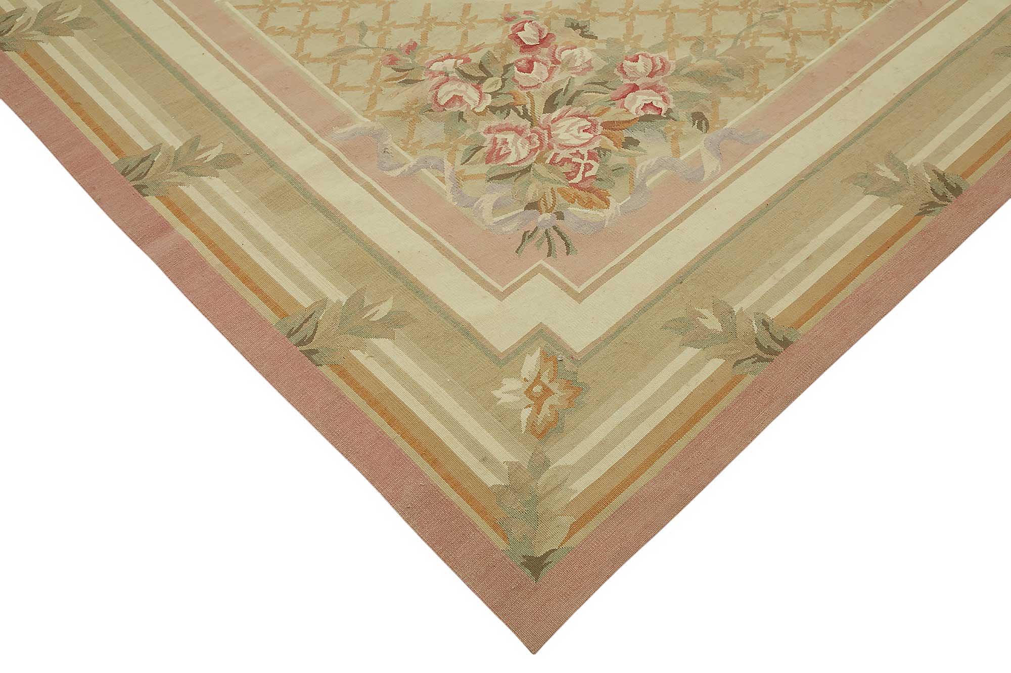 10x14 Floral Aubusson Kilim - 47424