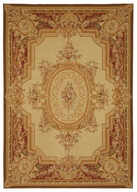 10x14 Floral Aubusson Kilim - 47425