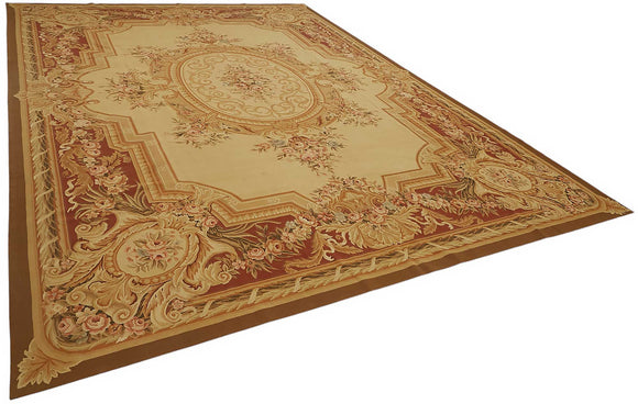 10x14 Floral Aubusson Kilim - 47425