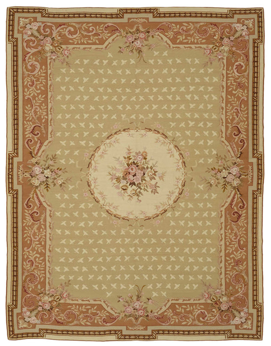 9x11 Floral Aubusson Kilim - 47428