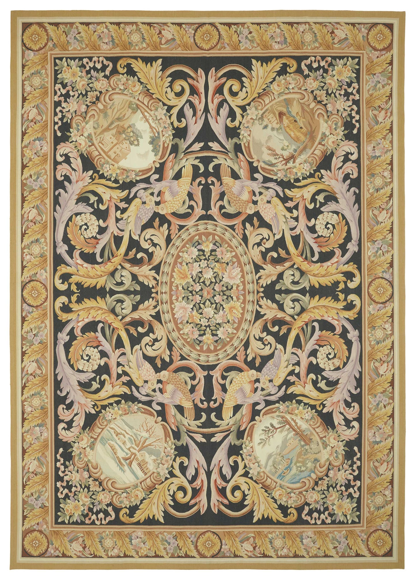 10x14 Floral Aubusson Kilim - 47430