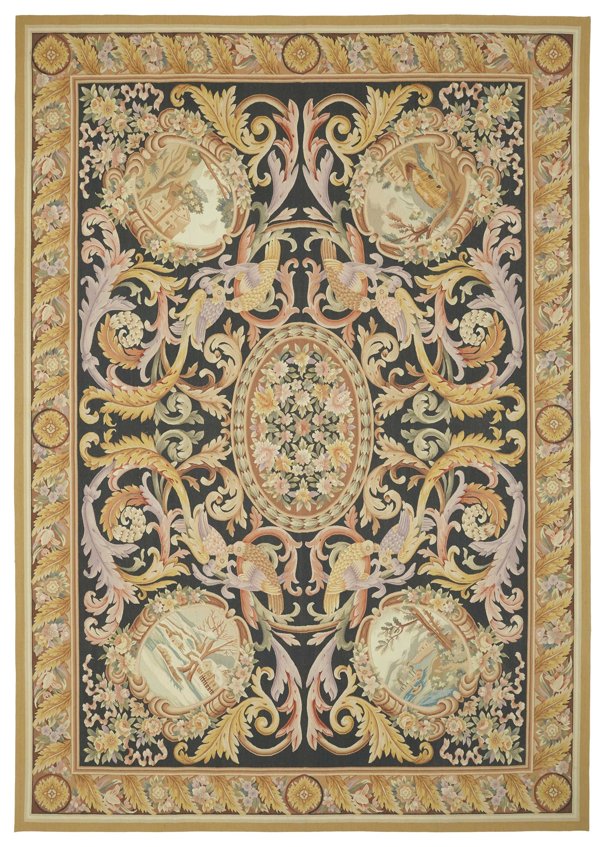 10x14 Floral Aubusson Kilim - 47430