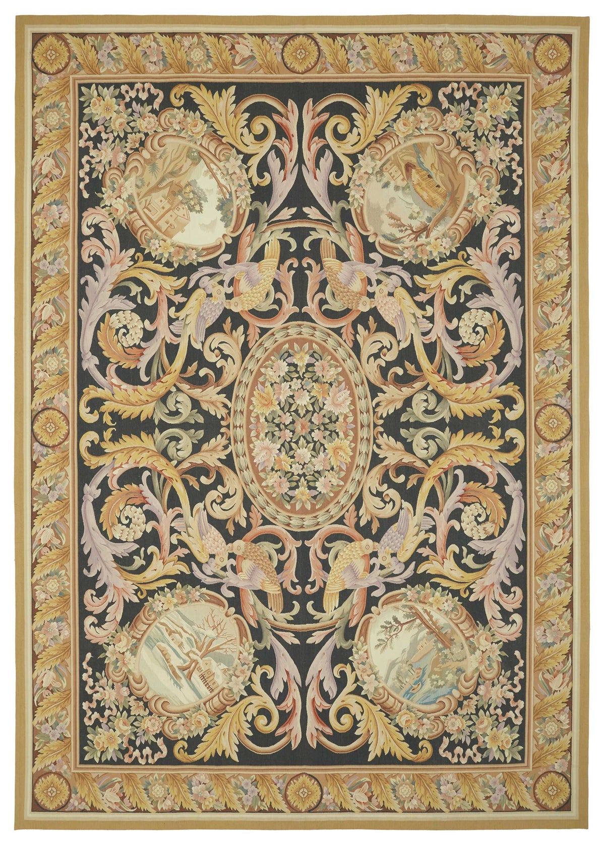 10x14 Floral Aubusson Kilim - 47430