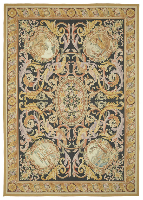 10x14 Floral Aubusson Kilim - 47430