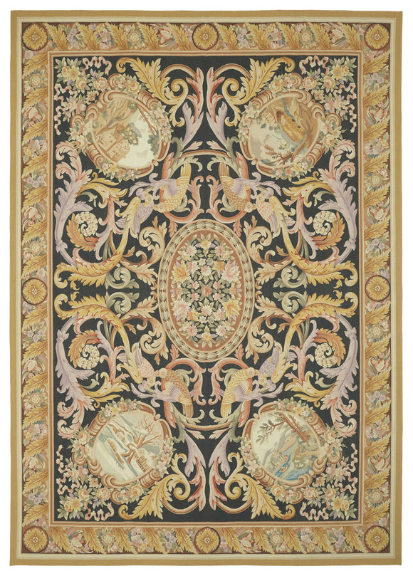 10x14 Floral Aubusson Kilim - 47430