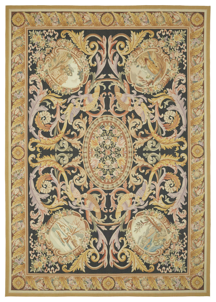 10x14 Floral Aubusson Kilim - 47430