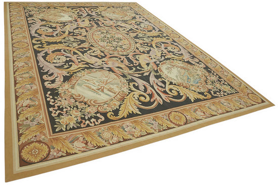 10x14 Floral Aubusson Kilim - 47430