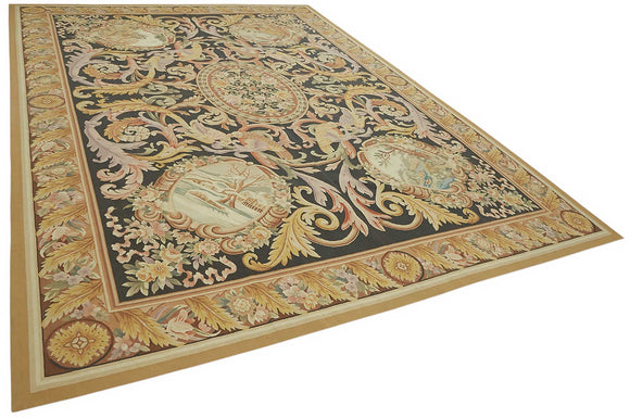 10x14 Floral Aubusson Kilim - 47430