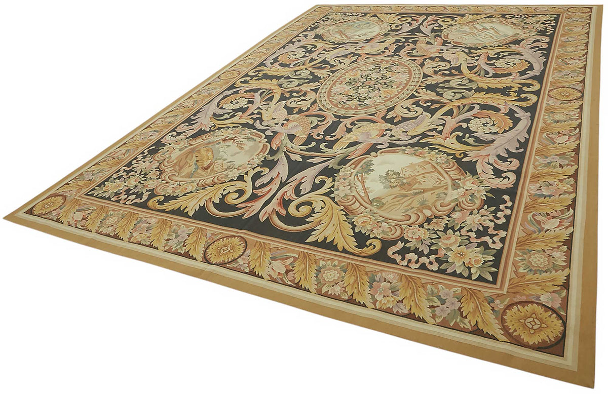 10x14 Floral Aubusson Kilim - 47430