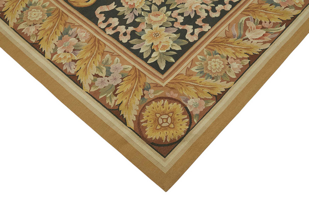 10x14 Floral Aubusson Kilim - 47430