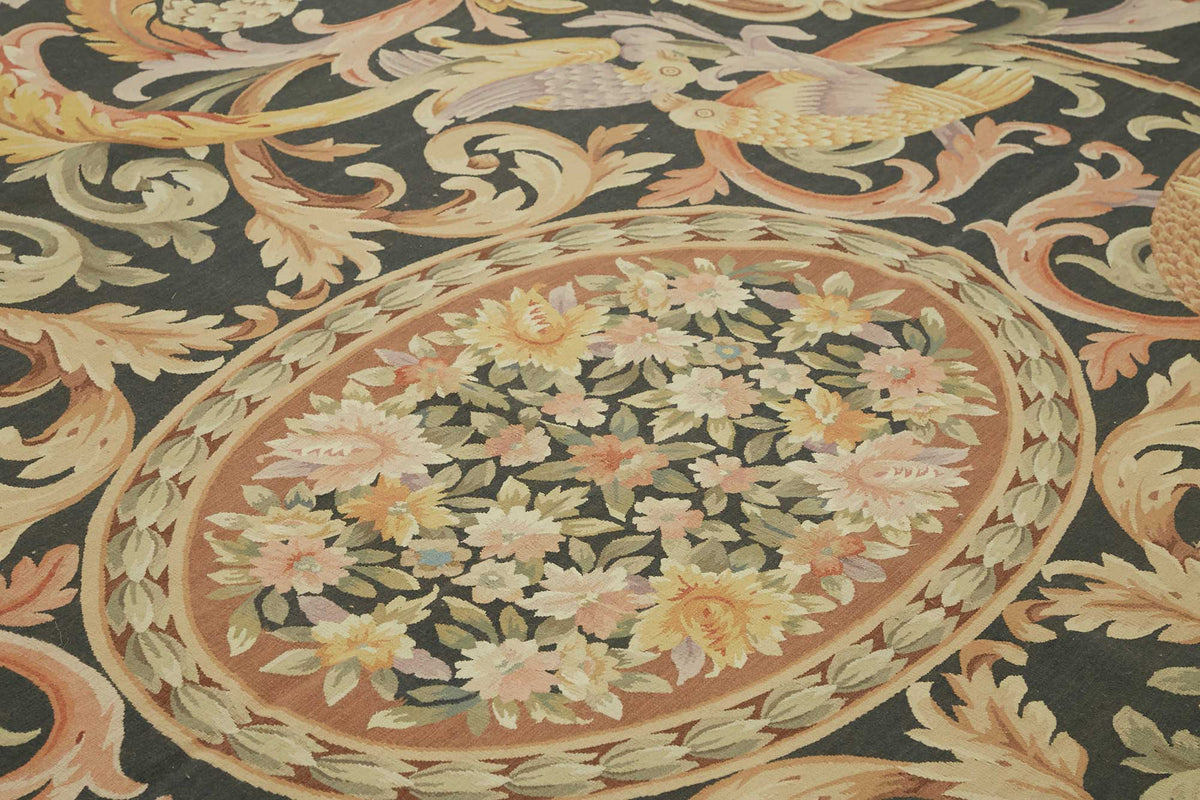 10x14 Floral Aubusson Kilim - 47430
