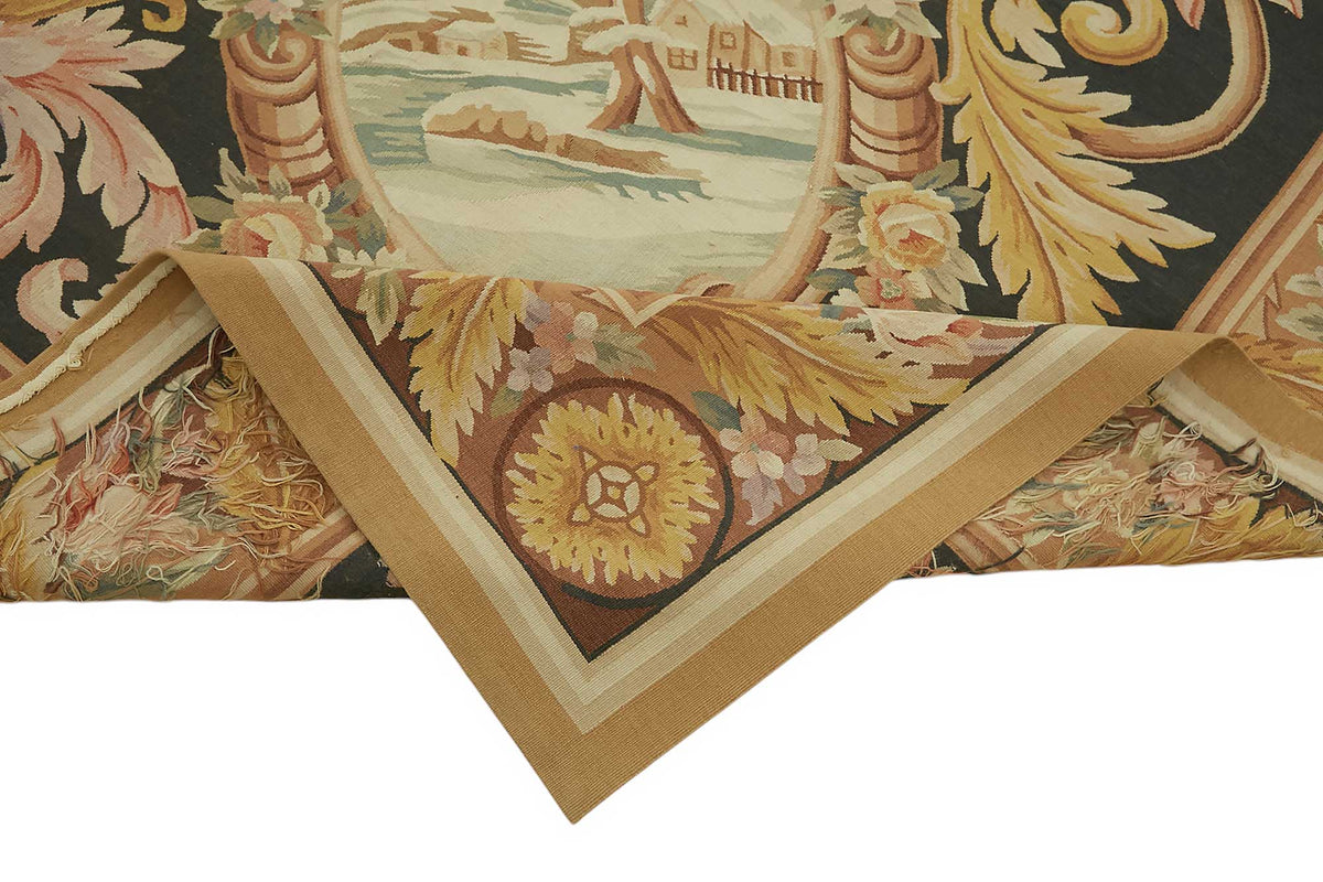 10x14 Floral Aubusson Kilim - 47430