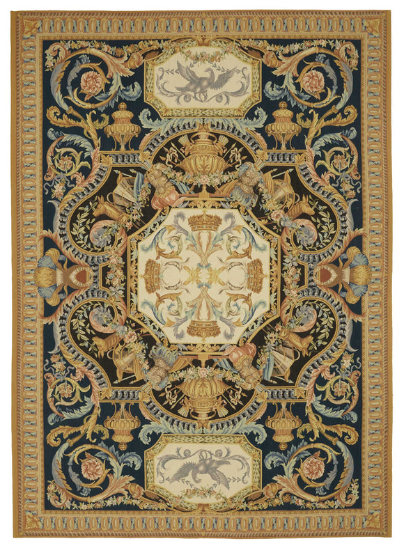 10x14 Floral Aubusson Kilim - 47432