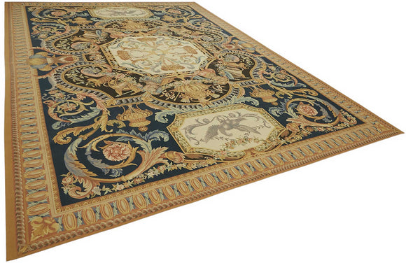 10x14 Floral Aubusson Kilim - 47432