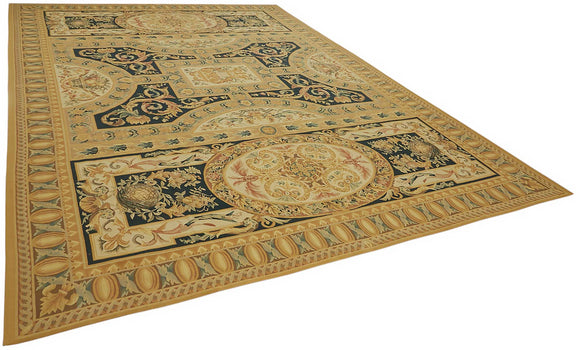 10x14 Floral Aubusson Kilim - 47433