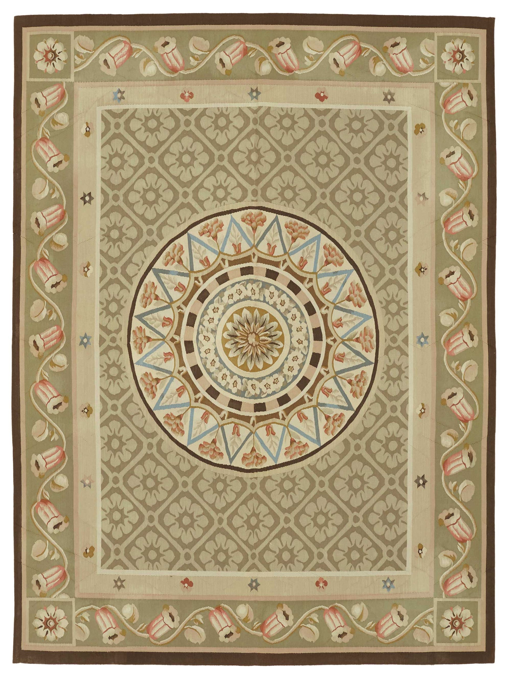 7x9 Floral Aubusson Kilim - 47438