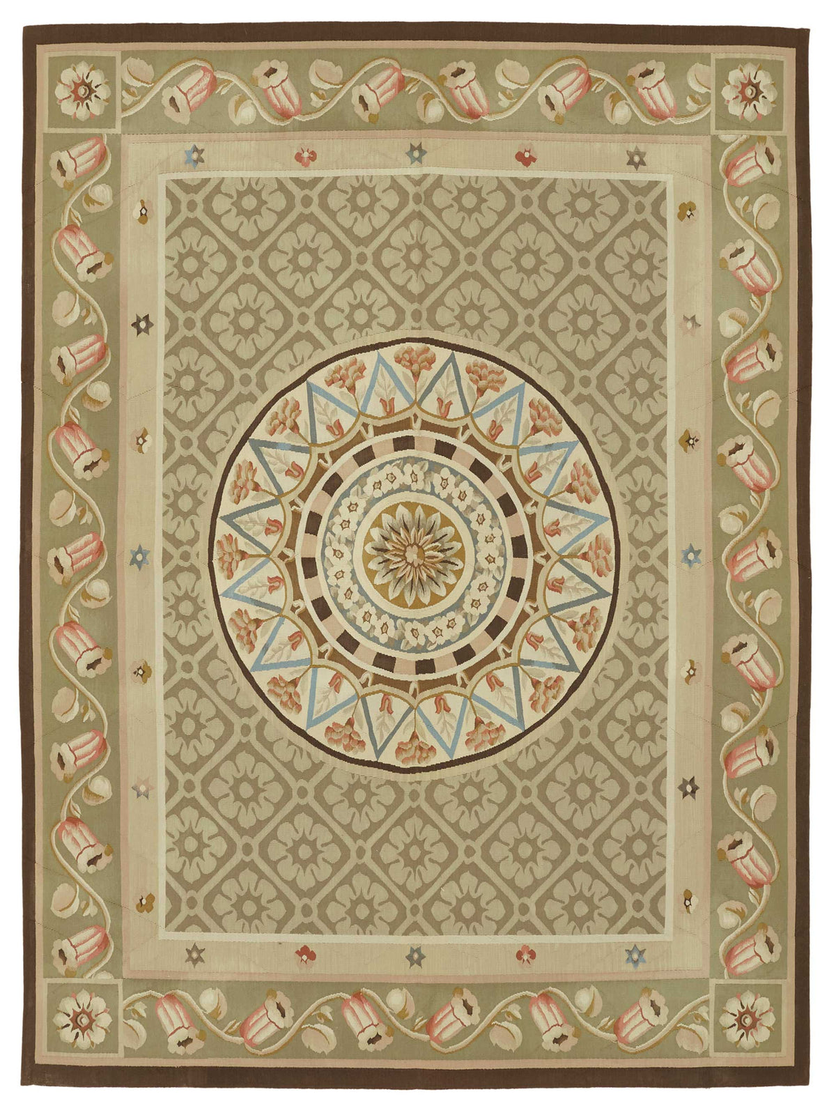 7x9 Floral Aubusson Kilim - 47438