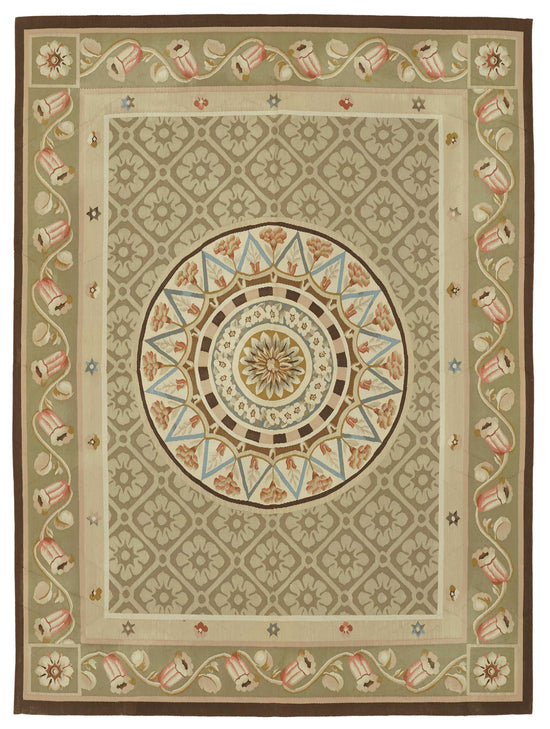 7x9 Floral Aubusson Kilim - 47438