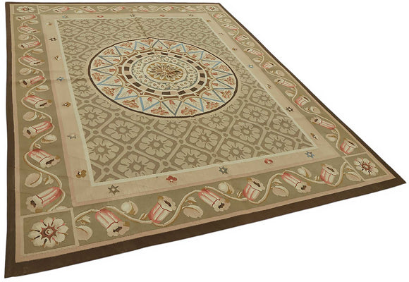 7x9 Floral Aubusson Kilim - 47438