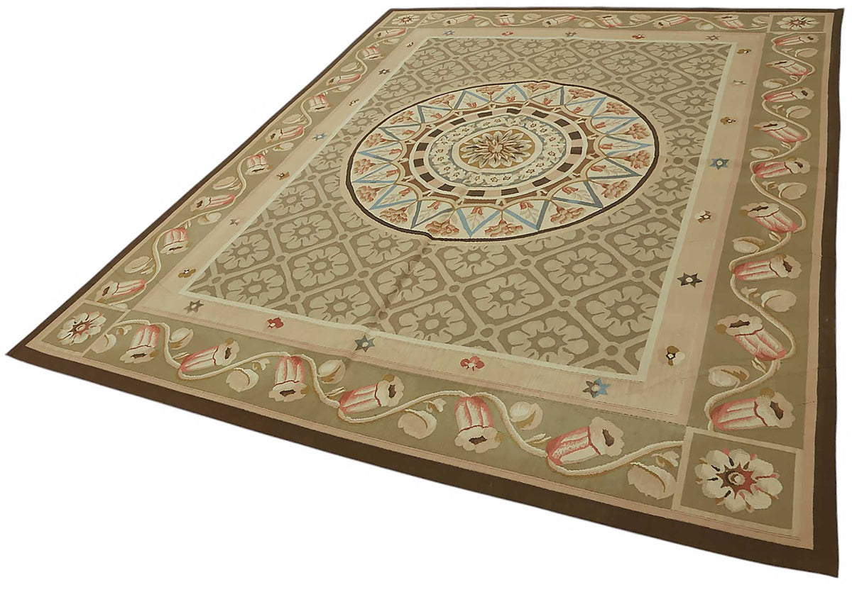 7x9 Floral Aubusson Kilim - 47438