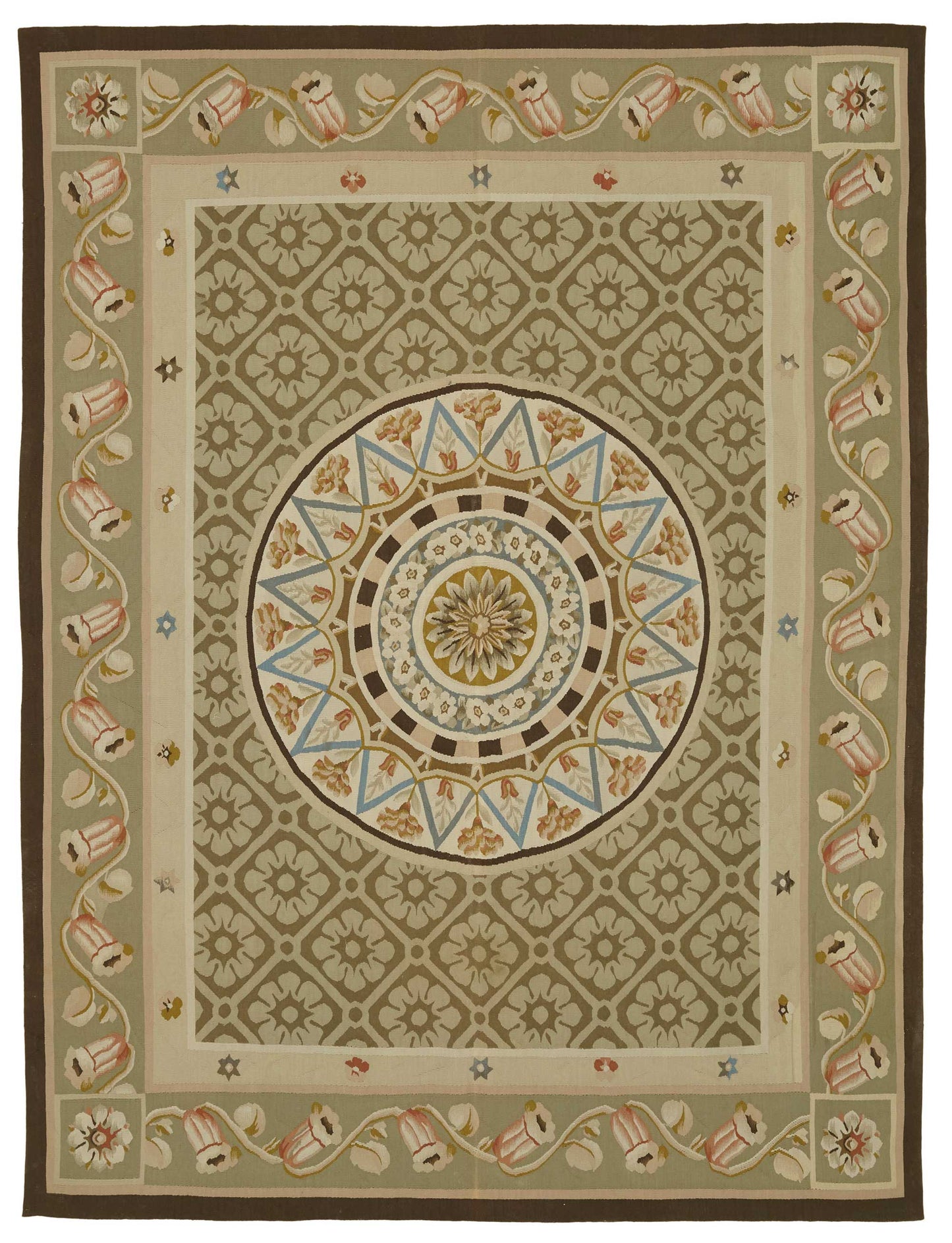 7x9 Floral Aubusson Kilim - 47439