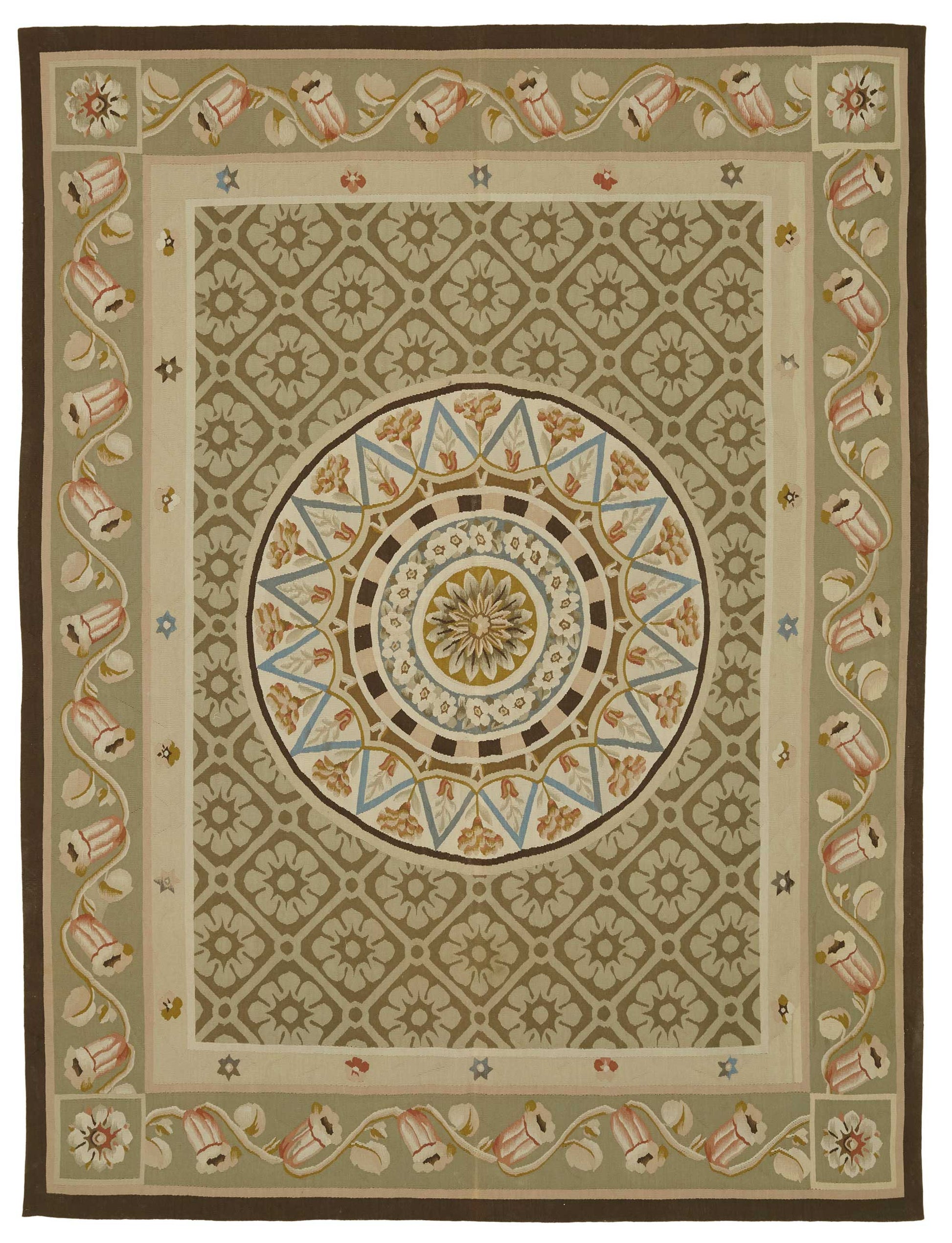 7x9 Floral Aubusson Kilim - 47439