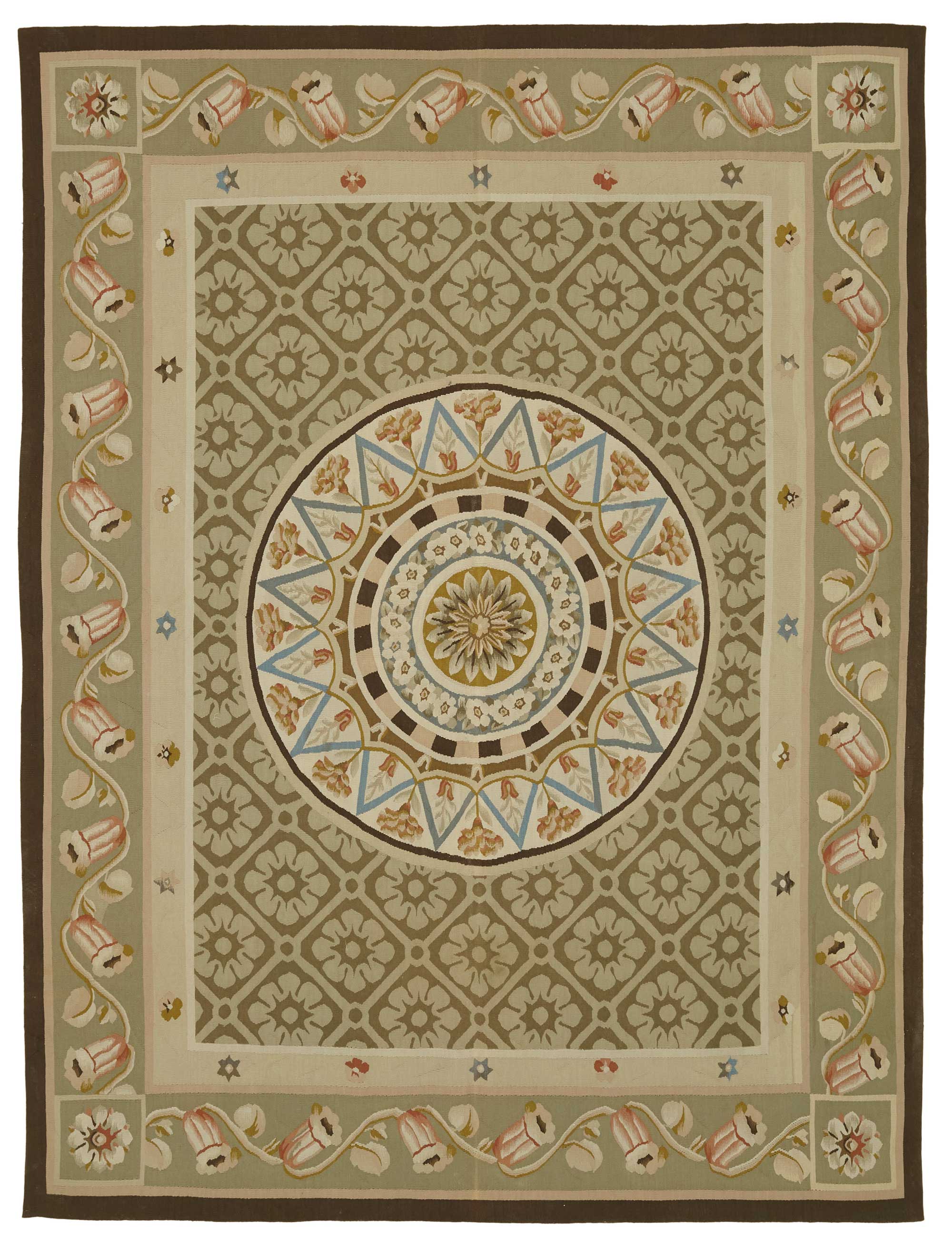 7x9 Floral Aubusson Kilim - 47439