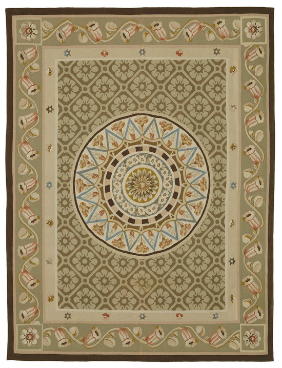 7x9 Floral Aubusson Kilim - 47439