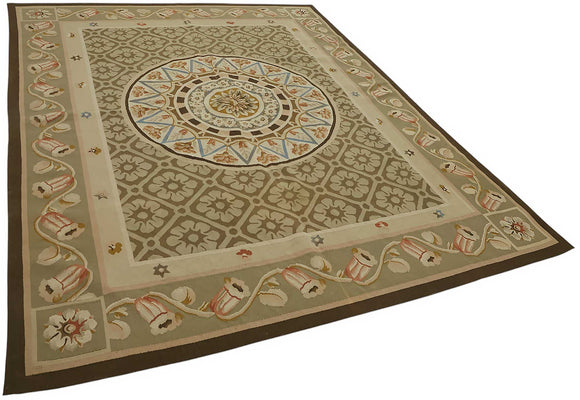 7x9 Floral Aubusson Kilim - 47439