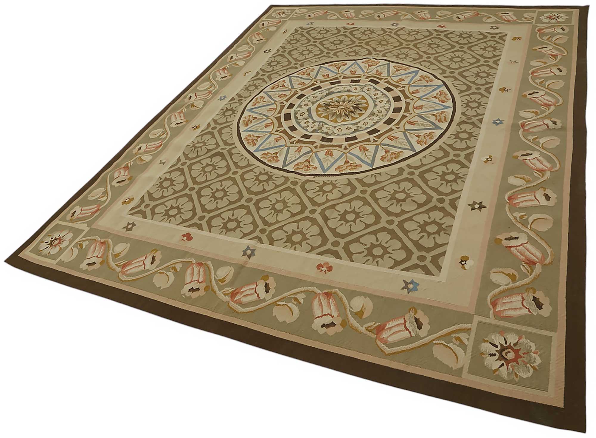 7x9 Floral Aubusson Kilim - 47439