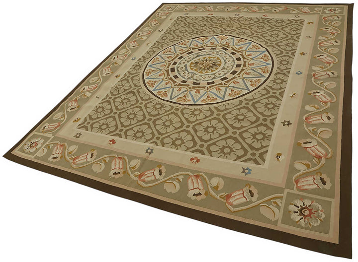 7x9 Floral Aubusson Kilim - 47439