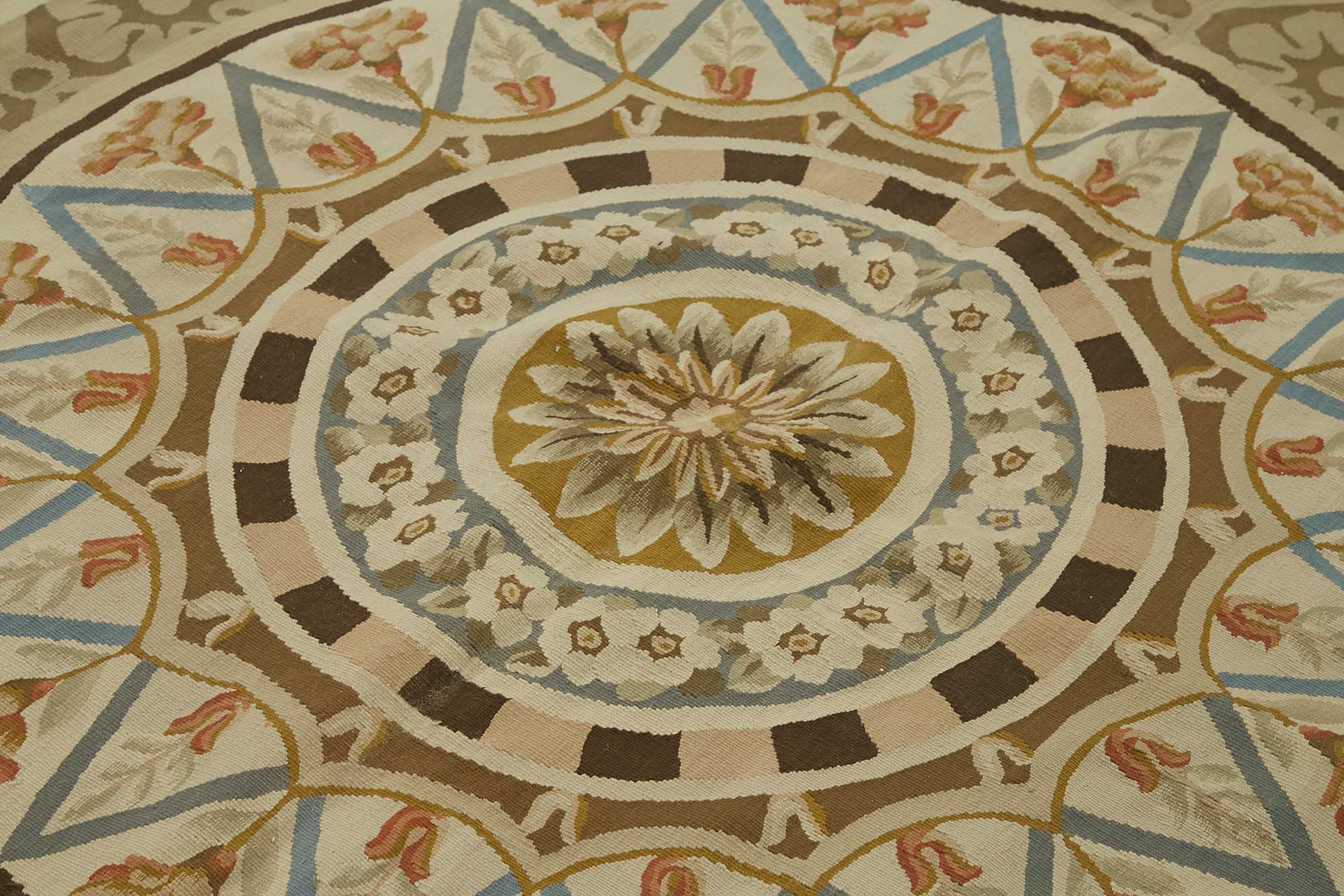 7x9 Floral Aubusson Kilim - 47439