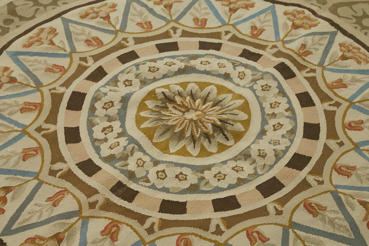 7x9 Floral Aubusson Kilim - 47439