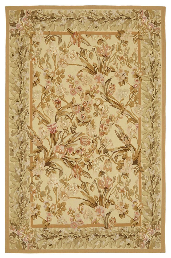 6x9 Floral Aubusson Kilim - 47442