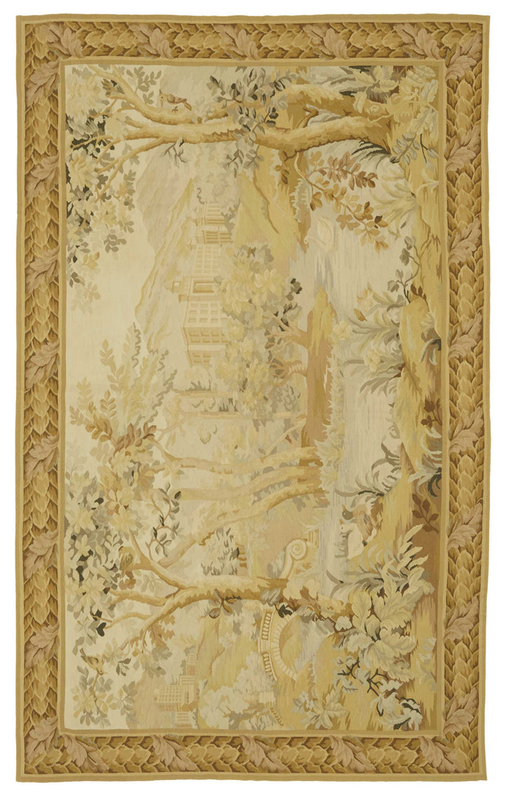 5x8 Floral Aubusson Kilim - 47443