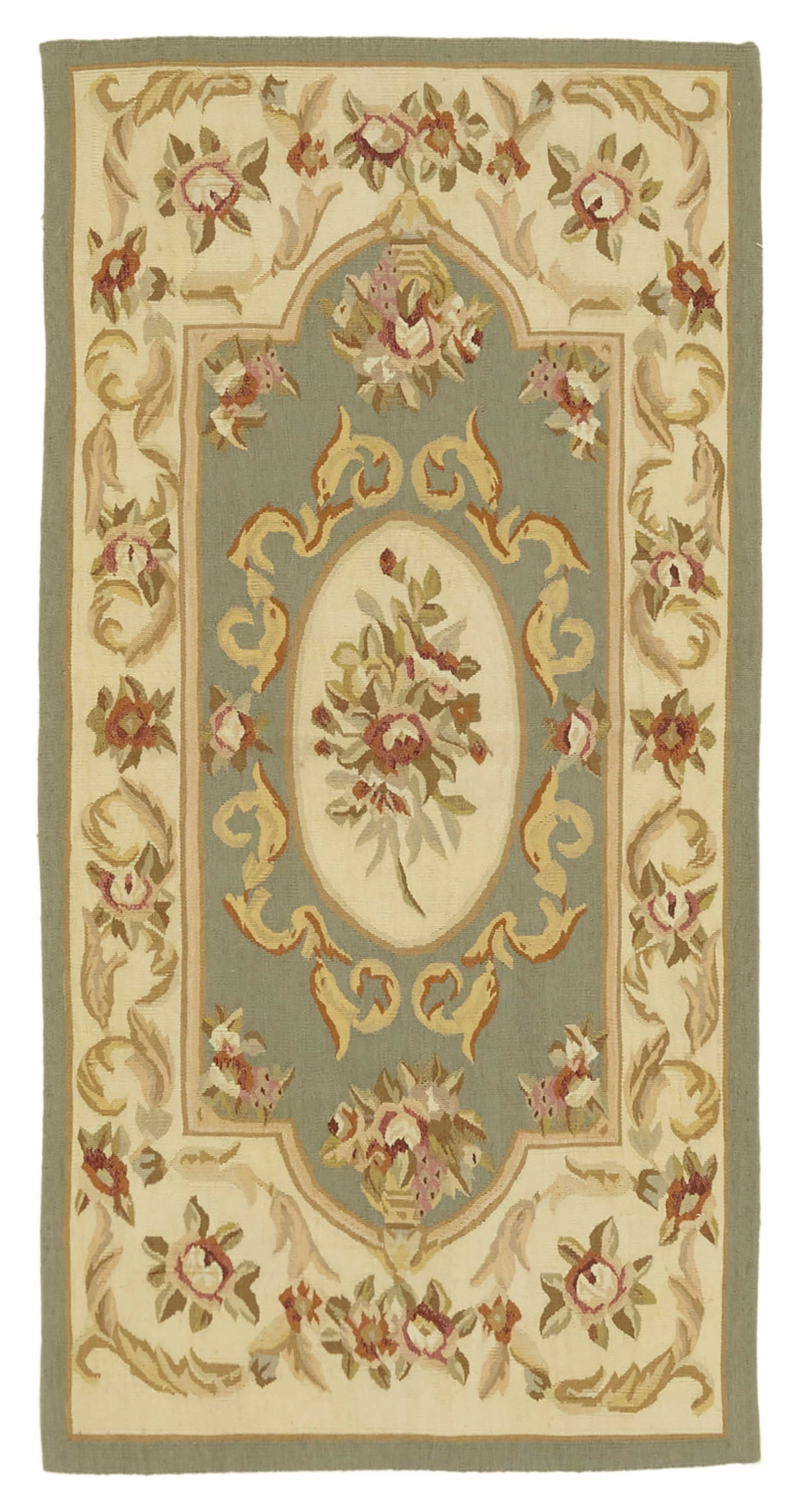 2x5 Floral Aubusson Kilim - 47446