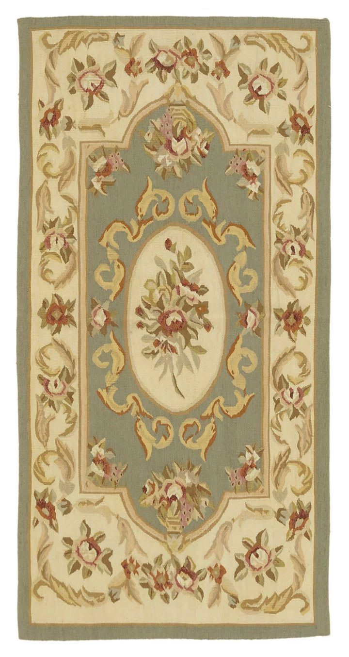 2x5 Floral Aubusson Kilim - 47446