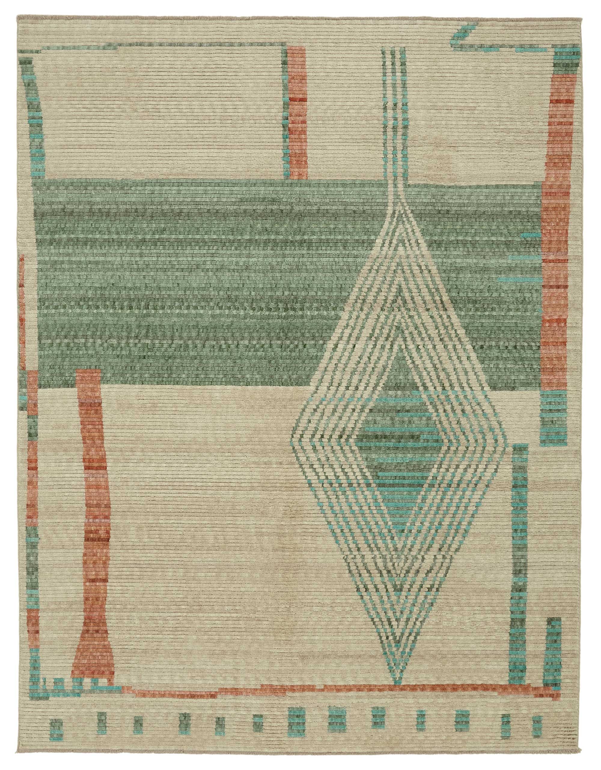 8x10 Hand-Knotted Wool Oushak Rug - 47743