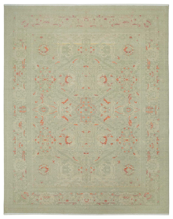 9x11 Hand-Knotted Wool Oushak Rug - 47758