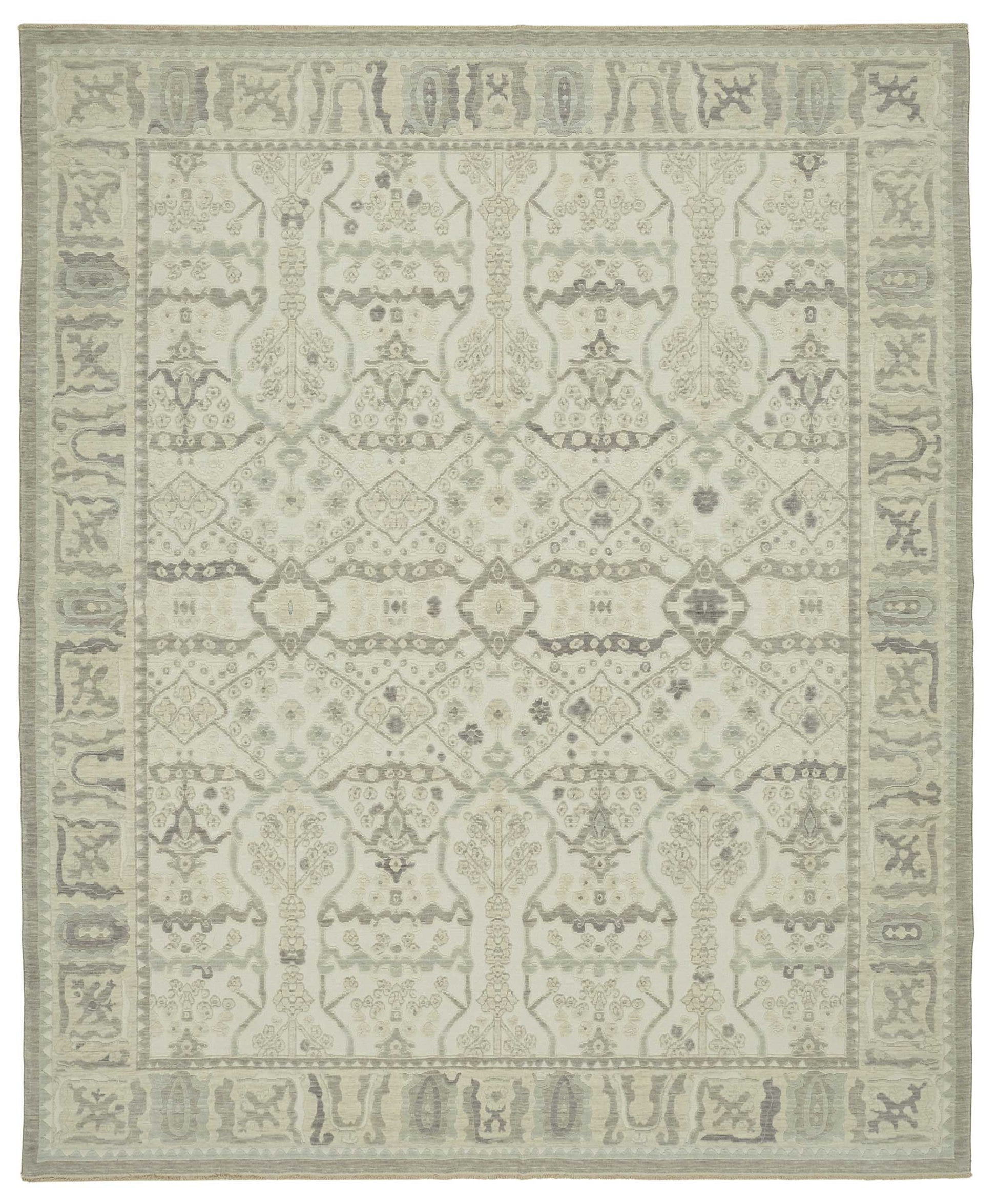 10x12 Hand-Knotted Wool Oushak Rug - 47765