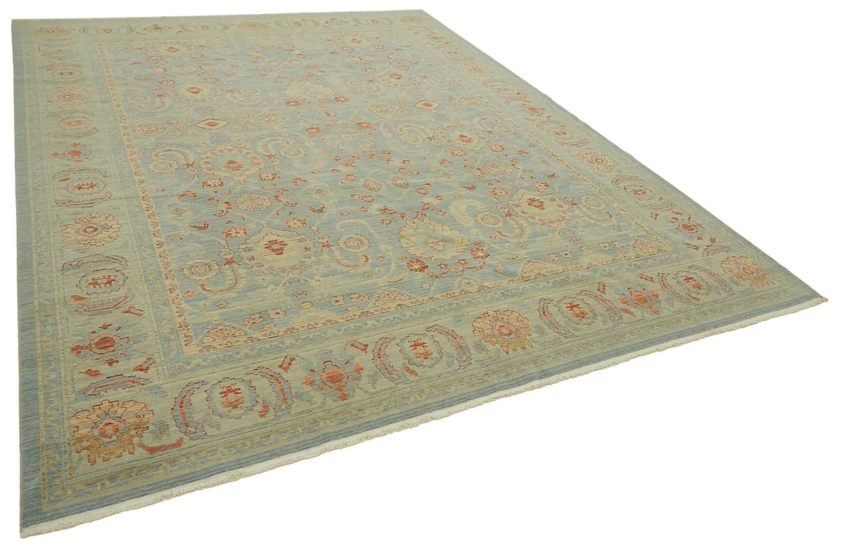 10x13 Hand-Knotted Wool Oushak Rug - 47767