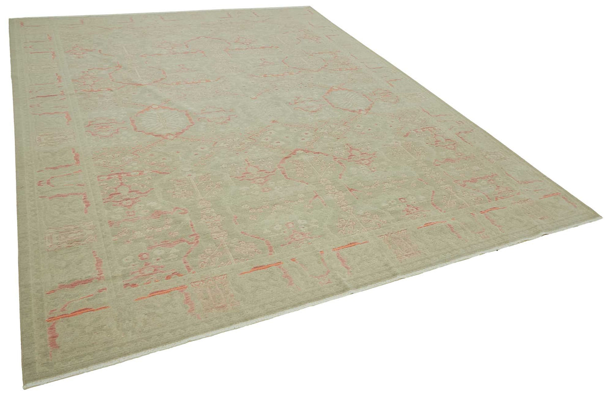 9x12 Hand-Knotted Wool Oushak Rug - 47773