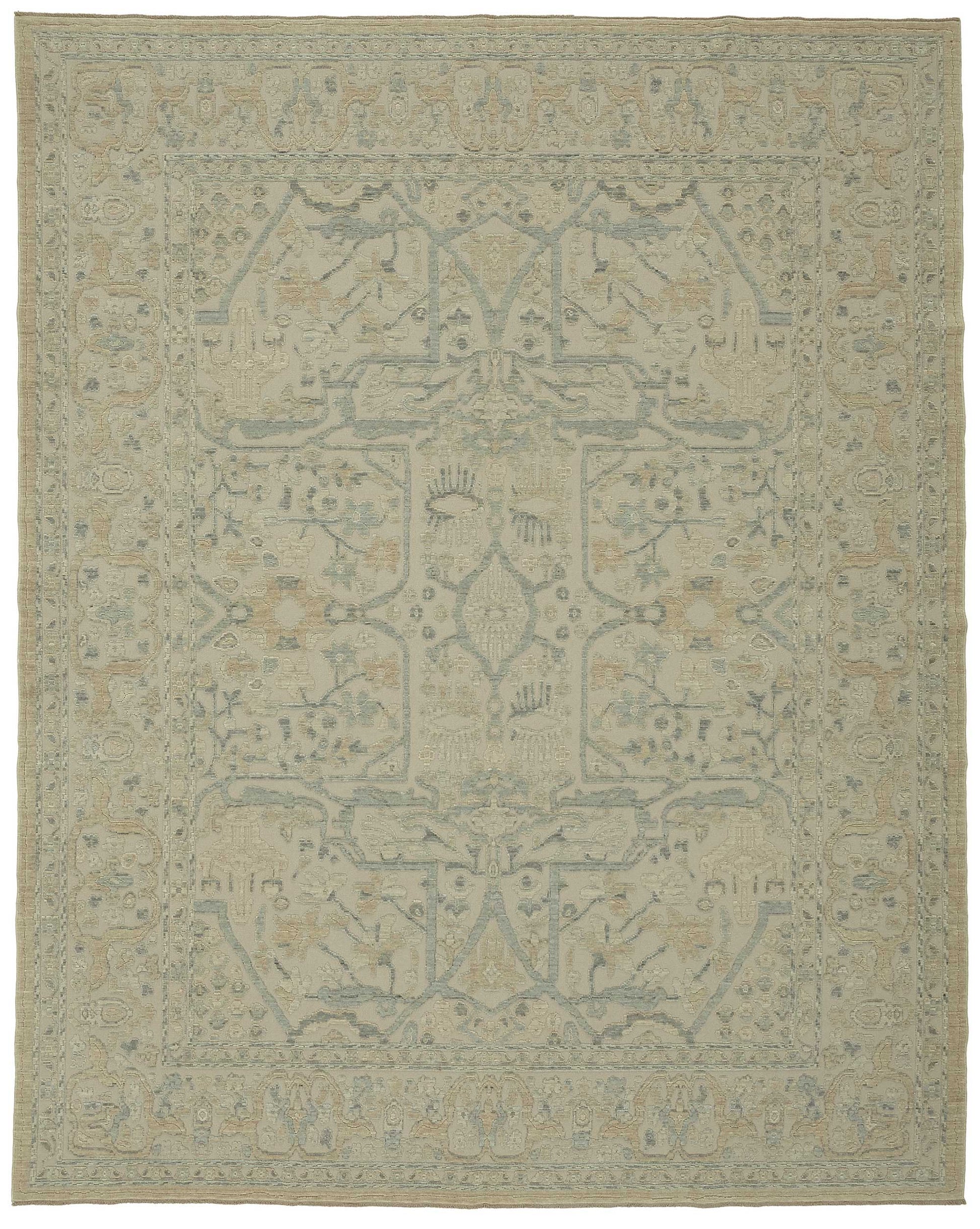 9x11 Hand-Knotted Wool Oushak Rug - 47792