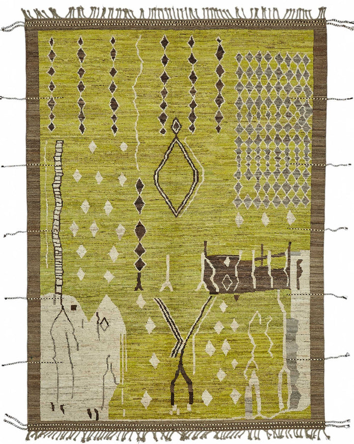 7x10 Green Modern Tribal Rug - 47936