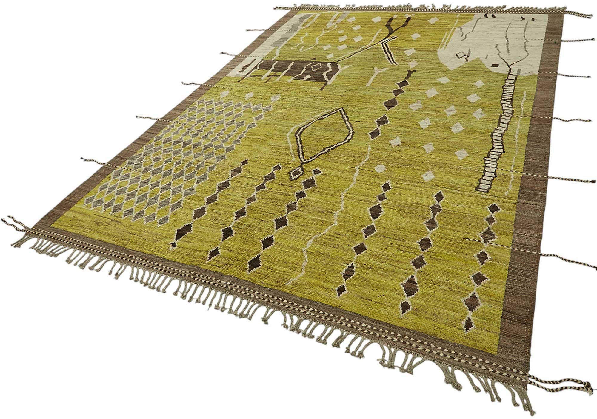 7x10 Green Modern Tribal Rug - 47936