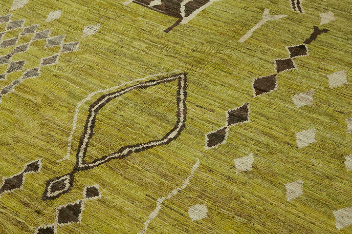 7x10 Green Modern Tribal Rug - 47936
