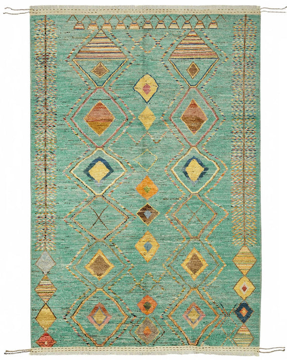 7x10 Turquoise Modern Tribal Rug - 48107