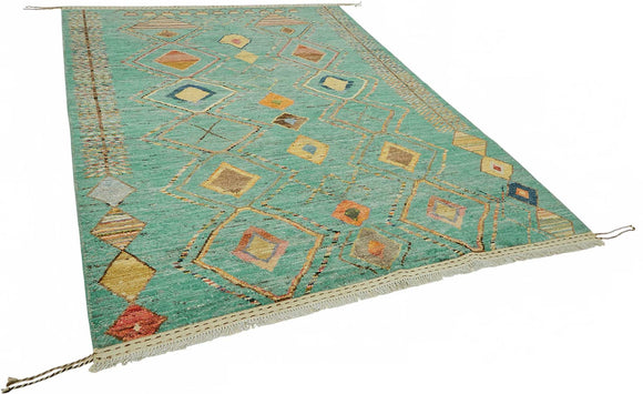 7x10 Turquoise Modern Tribal Rug - 48107