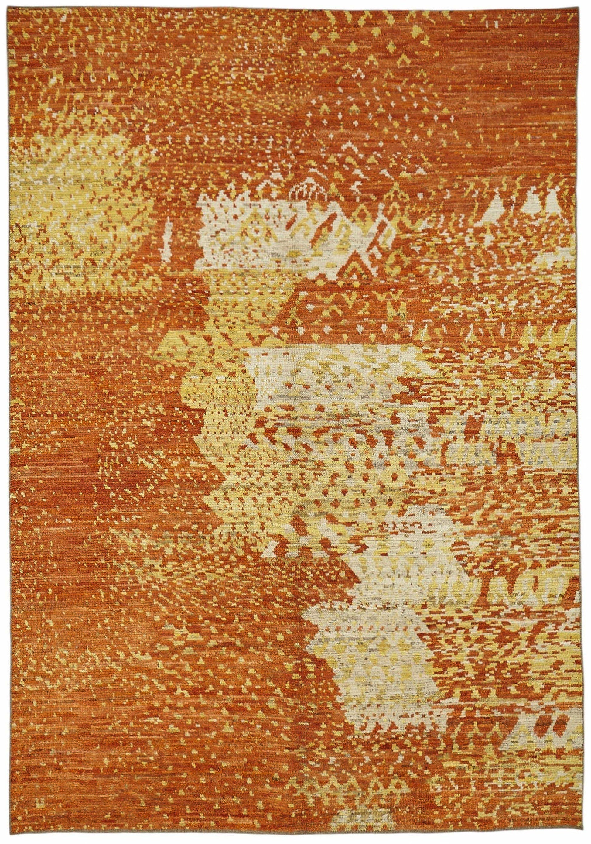 7x9 Orange Modern Tribal Rug - 48112